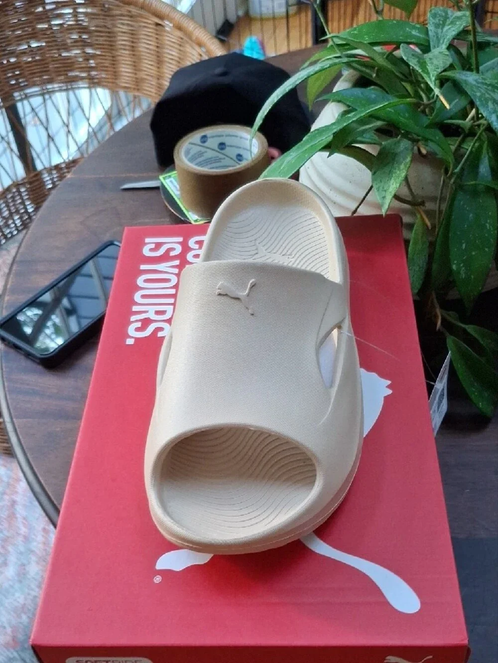 Puma men Cream Platform Slide Sandals